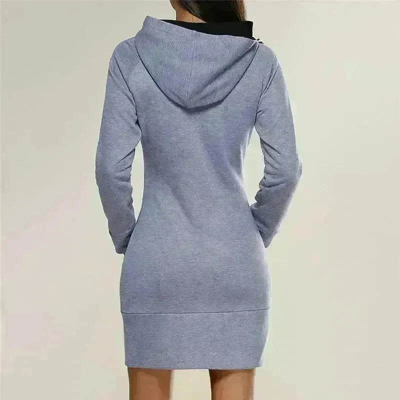 Women New hooded zipper pullover mid-length sweater - EX-STOCK CANADA