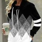 New Fashion Women's Pile Collar Printed Hoodie Pullover Top - EX-STOCK CANADA