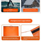 An informational product graphic showing multiple panels with orange emergency tents in use outdoors and a section titled 'Emergency tent usage method,' explaining how to set up the tent.