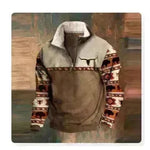 Long Sleeved Half Zippered Printed Casual Pocket Pullover Half Zipper Sweatshirt - EX-STOCK CANADA