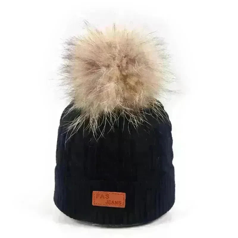 Children Winter Hat kids beanies Kids winter hat baby boy and girl warm woolen beanies faux fur beanies - EX-STOCK CANADA
