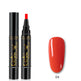 Gelish nail art pen with black casing and red tip, next to a red gel polish swatch on a white background.