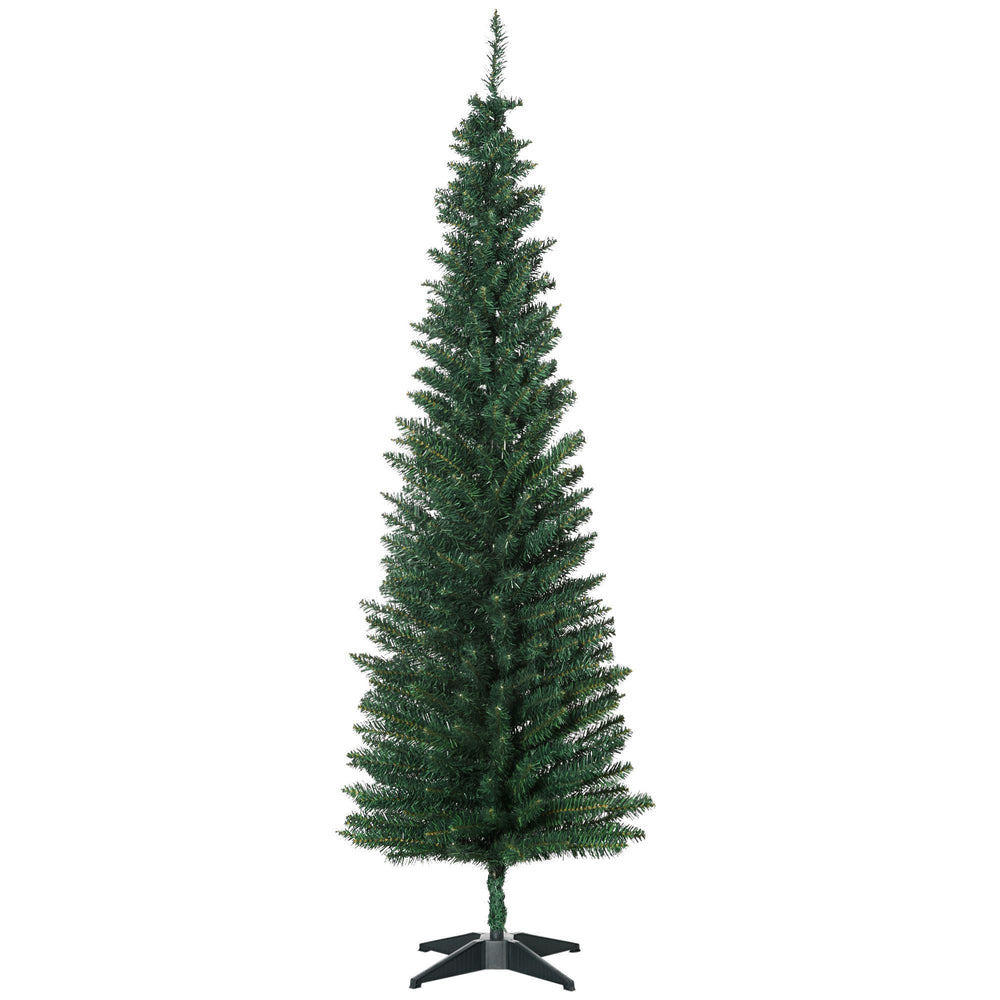 6' Pre Lit Artificial Pencil Christmas Trees, Xmas Tree With Realistic Branches And Warm White LED Lights, Green EX-STOCK Canada 