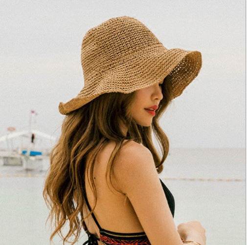 Summer Vacation Beach Outdoor foldable Large Brim Bucket Sun Hat for Women - EX-STOCK Canada