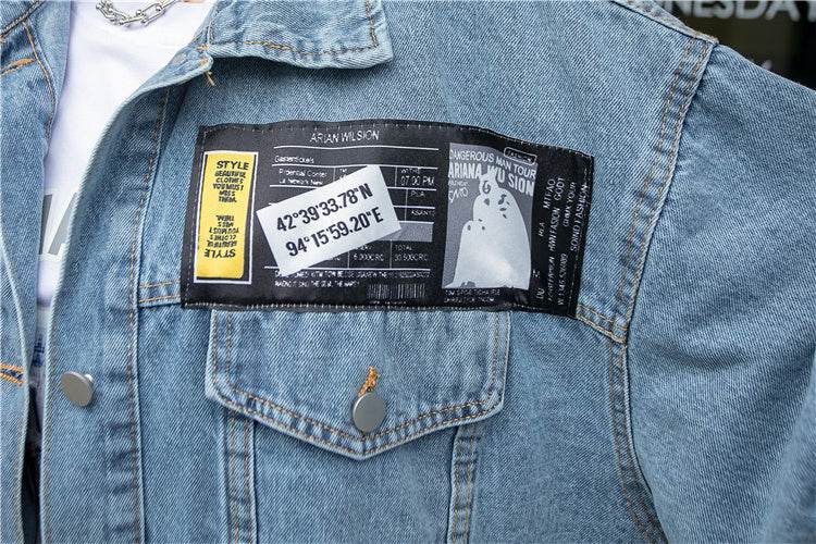 Personality Stitching Graffiti Patch Denim Loose Jacket Women EX-STOCK Canada 