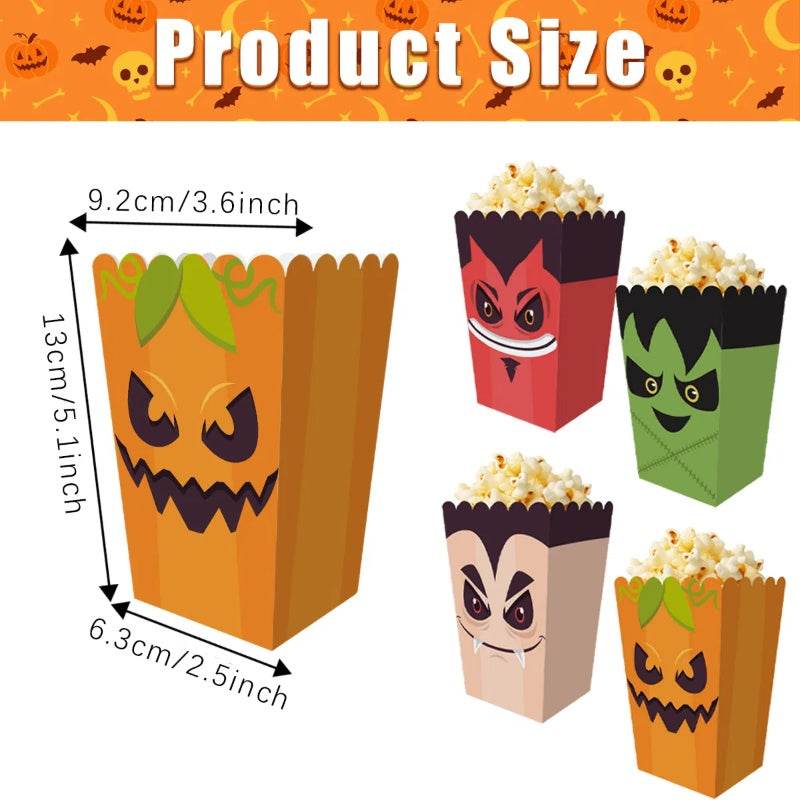 12 Pieces Halloween Popcorn Box Halloween Party Favor Snack Treat Boxes Candy Cookie Container Decorations Gifts For Popcorn Sales Halloween Party Favor Supplies - EX-STOCK Canada