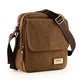 Brown leather crossbody bag with visible brand logo on a white background