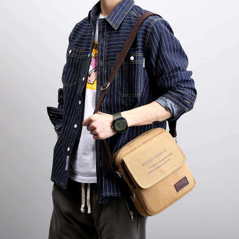 Canvas Crossbody Shoulder Bag – Casual Messenger Bag for Men & Women (Small & Large)