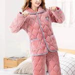 Plus Velvet Coral Winter Outfit Can Be Worn Outside Winter and Autumn pajamas and Sleepwear Loungewear - EX-STOCK Canada