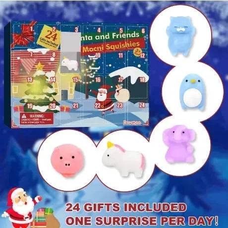 Dowmoo Christmas Pinch Joy Advent Calendar Blind Box, 24 Boxes Christmas Surprise Blind Box Rubber Animal Toys - EX-STOCK Canada
