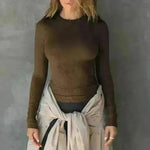 Elegant Chic Long sleeve Elastic Crop Top for Women - EX-STOCK CANADA