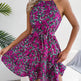 Casual Spring Summer Tie Belt Halter neck Swing Floral mini dress - EX-STOCK Canada