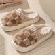 Plaid Plush Slippers Women's Indoor Plush Home Slippers Soft Sole Thick Non-Slip Warm House Shoes Couple Autumn And Winter - EX-STOCK Canada