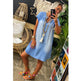 Round Neck Pleated Loose Solid Color Casual Plus Size Denim Dress - EX-STOCK Canada