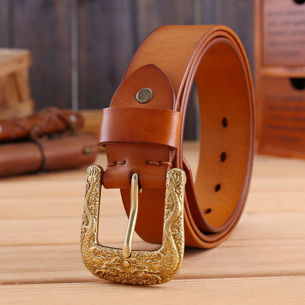 Men's Vintage Dragon-Buckle Leather Belt — product view 8 of 8 | EX-STOCK