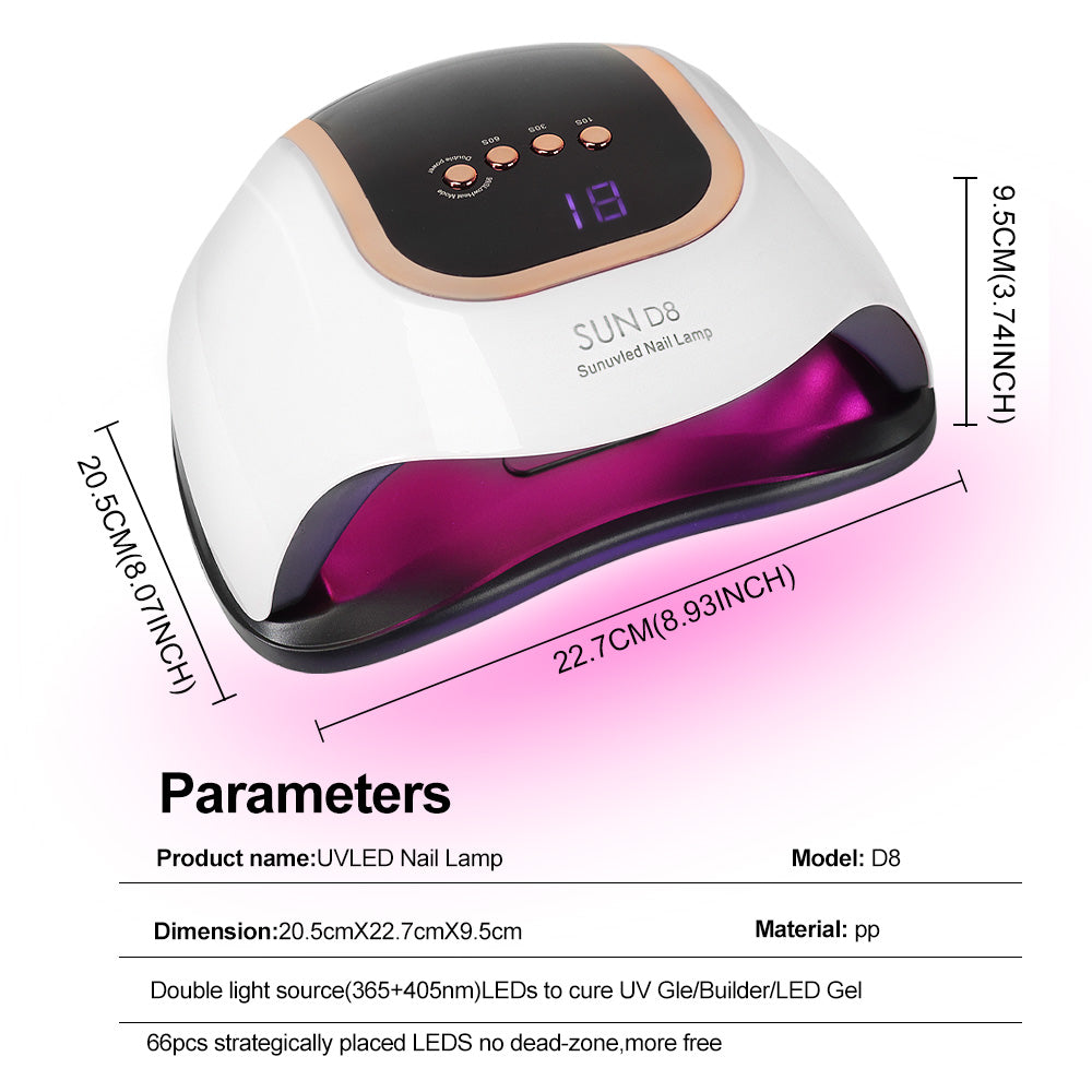 UV LED Nail Lamp, Nail Dryer For Gel Polish, 3 Timers Curing Lamp Professional Nail Light, 66Pcs Uv Beads And Automatic Sensor EX-STOCK Canada 