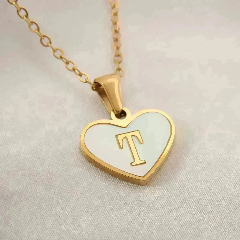 26 Letter Heart-shaped Necklace White Shell Love Clavicle Chain Fashion Personalized Necklace For Women Jewelry Valentine's Day - EX-STOCK CANADA