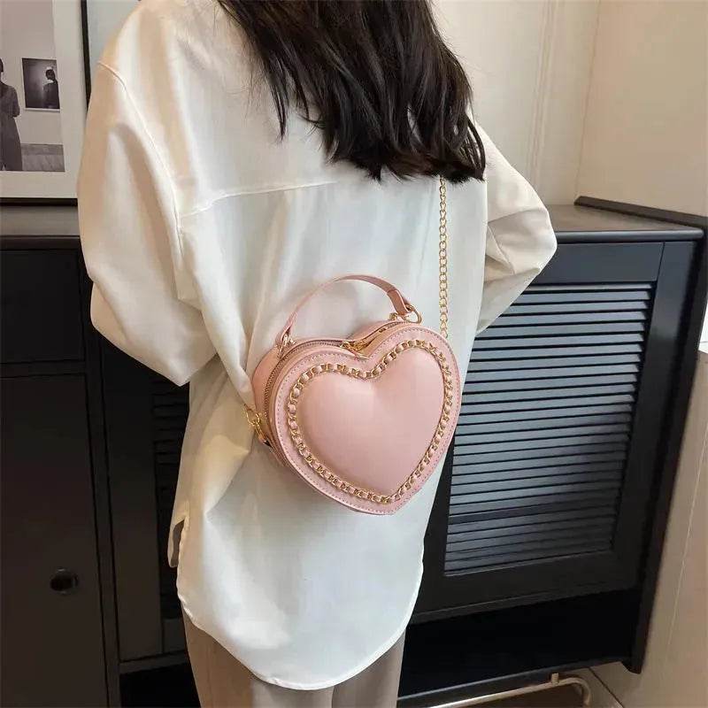 Women's Fashion Casual Heart Shaped Chain Shoulder Messenger Crossbody Bag - EX-STOCK Canada
