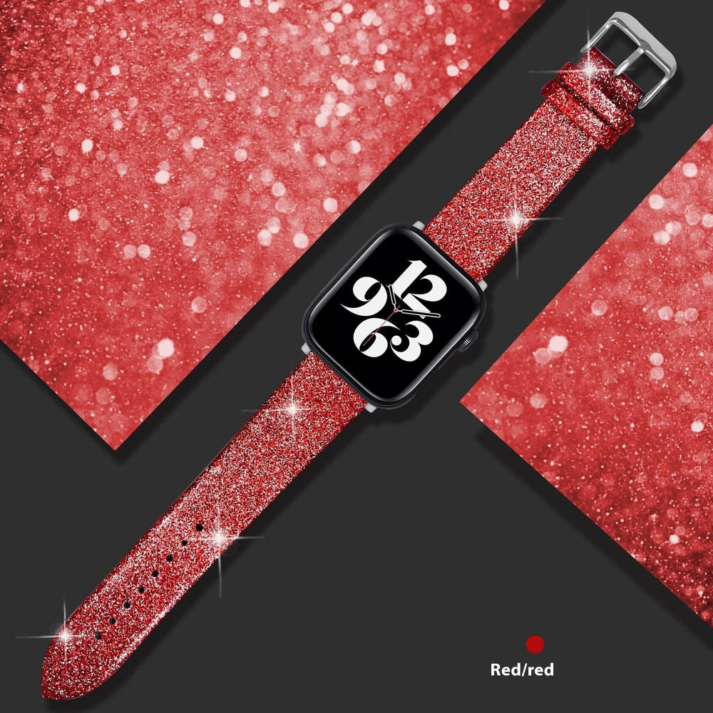 Leather Single Ring Glitter Buckle Couple Watch Strap Suitable for Apple Watch - EX-STOCK Canada