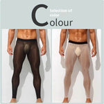 Men's Ultra thin Ice Silk Long John Skinny Flesh Nude Reflective Slim Leggings - EX-STOCK Canada