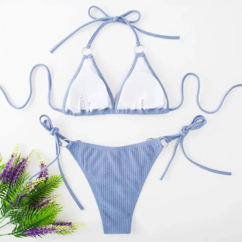 Sexy Bikini Set Summer Side Tie Thong Bandage Style Swimsuit Womens Clothing - EX-STOCK CANADA
