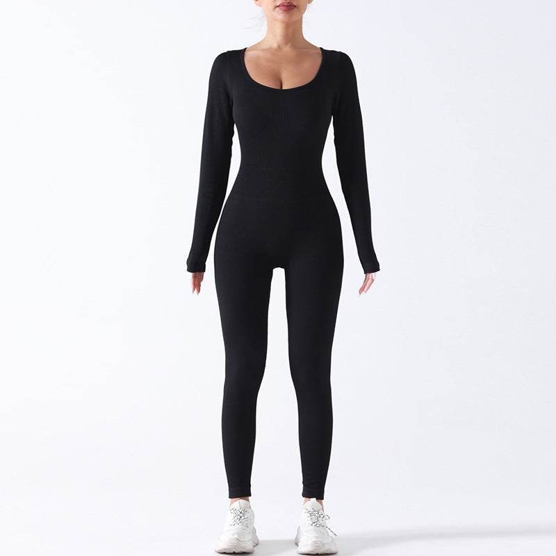 Seamless Long Sleeve Yoga Jumpsuit Bodycon Women Activewear Athleisure Romper - EX-STOCK Canada