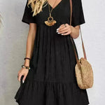 Summer Beach  V-neck Dresses Women's Loose Casual Short-sleeved Loose Skater Dress for Chic Ladies - EX-STOCK CANADA