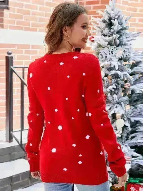 Women's Tops Santa Pullover Sweater Autumn And Winter Letter Embroidery Christmas Red Sweaters Long Sleeve Crew Neck Clothes - EX-STOCK CANADA
