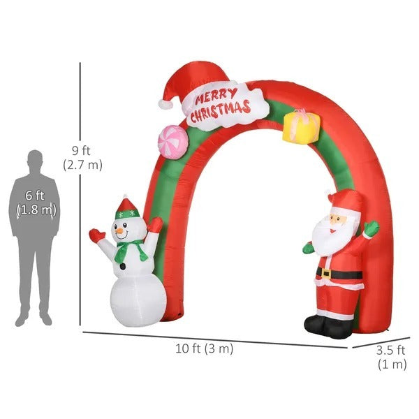 9ft Christmas Inflatable Archway With Santa Claus And Snowman For Outdoor, Blow Up Decoration With LED Lights EX-STOCK Canada 