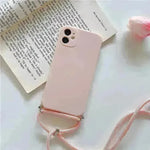 Solid Color Diagonal Lanyard Phone Case Silicone Couple Phone Case - EX-STOCK CANADA