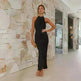 Halter Neck Split Long Dress Summer Slim Fit Backless Dresses Solid Split High neck Long Bodycon  Dress Women's Clothing - EX-STOCK CANADA