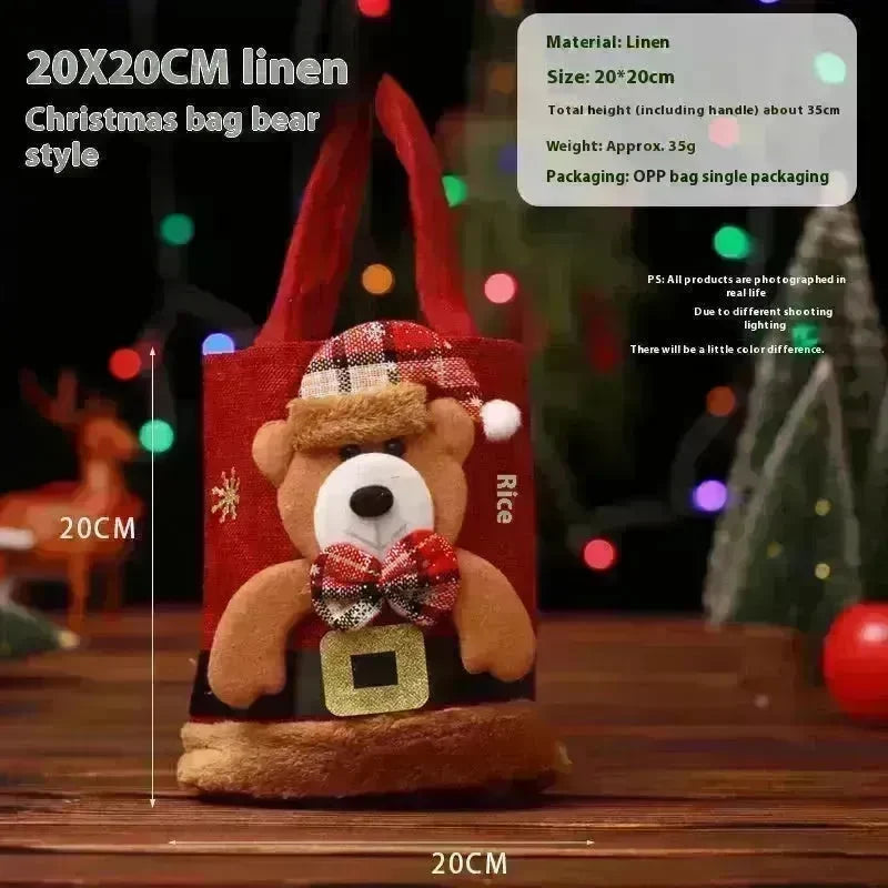 Christmas Candy Gift Tote Bag For Kids Funny Creative Santa Claus Elk Snowman Bear Handbag Small Christmas Tree Decoration Bags - EX-STOCK CANADA
