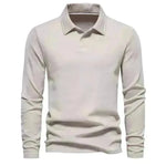 Fashion Plain Lapel Long-sleeved Polo Shirt Men's Casual Autumn Polo sweatshirt - EX-STOCK CANADA