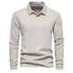 Fashion Plain Lapel Long-sleeved Polo Shirt Men's Casual Autumn Polo sweatshirt - EX-STOCK CANADA
