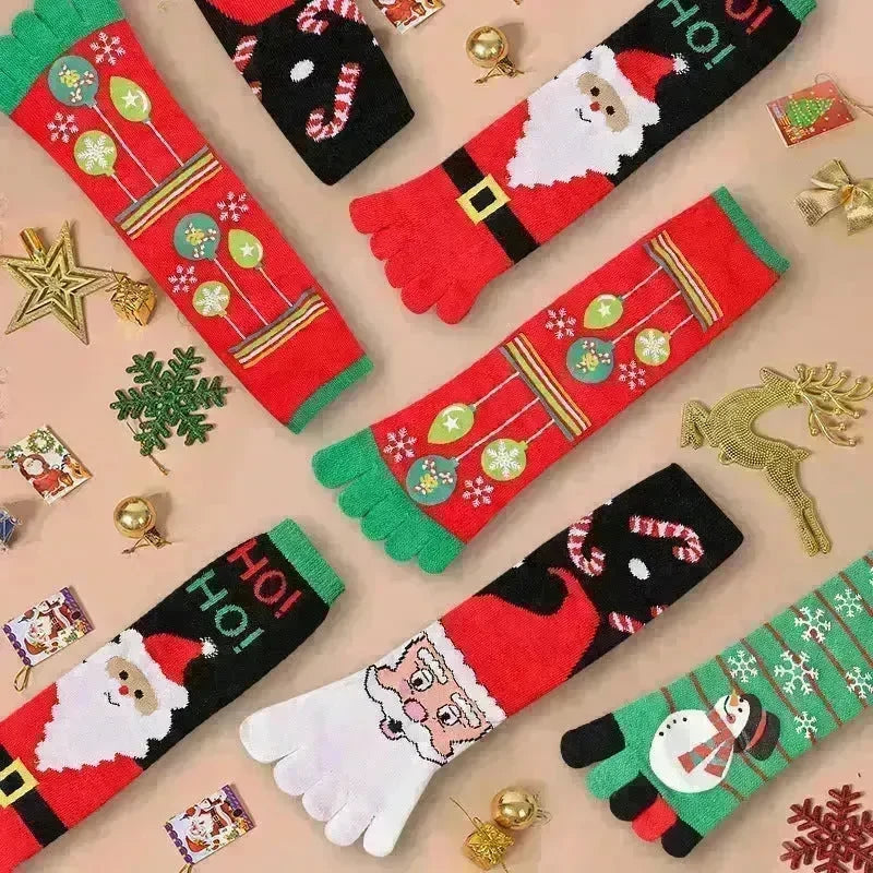 Cute Winter Christmas socks Five-finger  Elastic absorbent Split-toe - EX-STOCK CANADA
