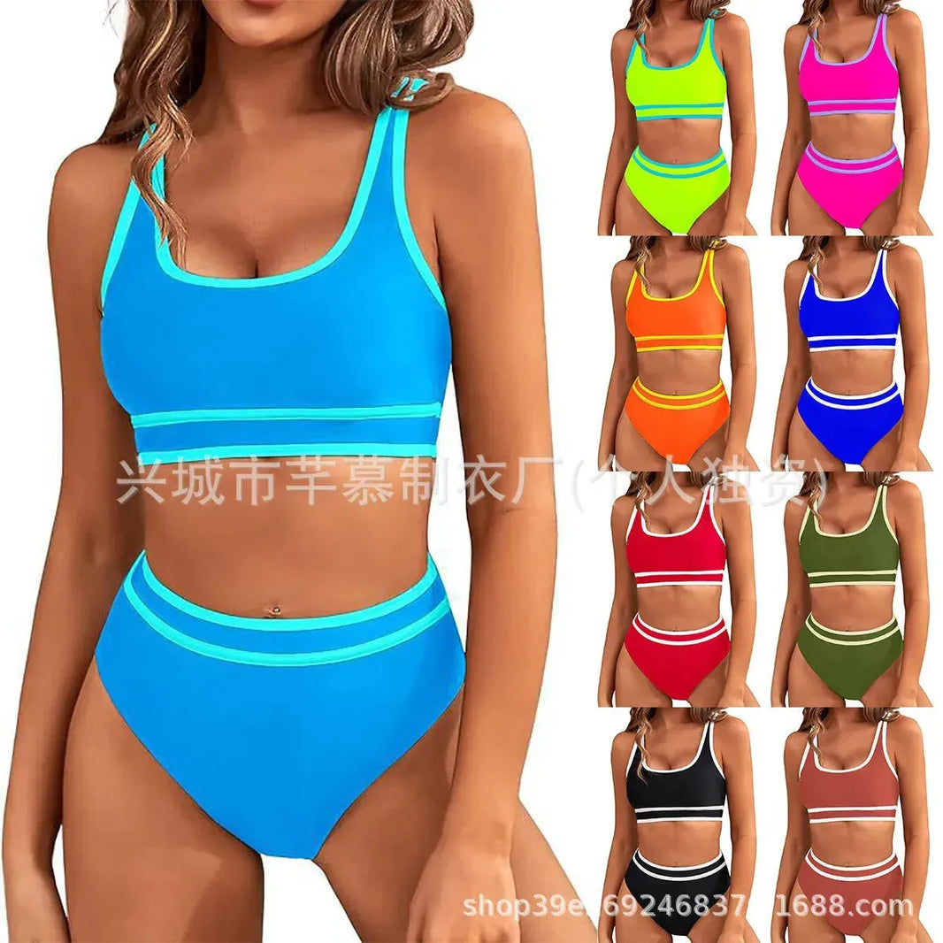 Bikini Tight-fitting Solid Color Swimsuit For Women - EX-STOCK CANADA