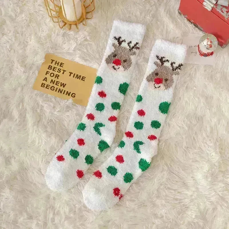 Coral Fleece Stockings Cartoon Thermal Christmas Room Socks - EX-STOCK CANADA