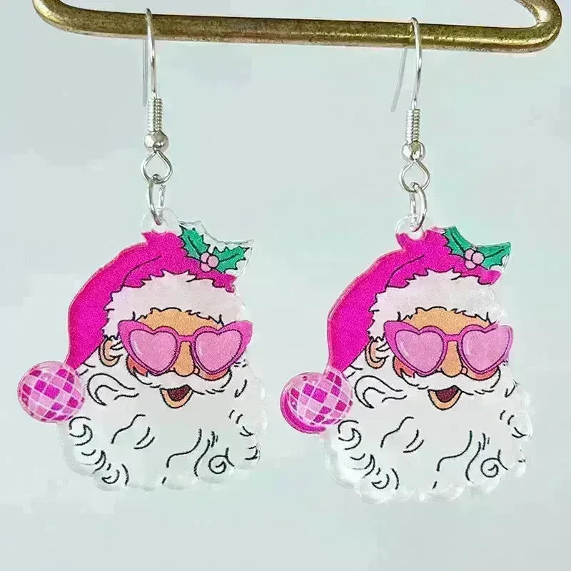 Acrylic Earrings Christmas Cute Cartoon Christmas Santa Claus Tree Football Lightning Earrings Jewelry - EX-STOCK CANADA