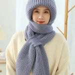 Women's Fleece-lined Scarf And Hat Winter Warm Knitted Hat Scarf - EX-STOCK Canada