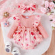 One-piece Romper Pants Bow Headdress Suit Baby girl casual pink romper with head bowtie - EX-STOCK Canada