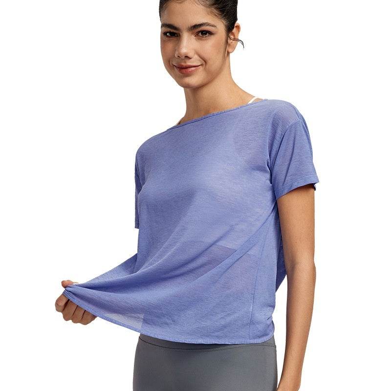 Draping Flab Hiding Yoga Clothes Blouse Sexy Beauty Back Mesh Workout Top - EX-STOCK Canada