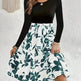 Floral Print Long Sleeve Skirt Dress Fashion Round Neck Flared Dress for Women - EX-STOCK CANADA