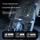 Phone charging stand with magnetic heads compatibility text and icons on a dark background