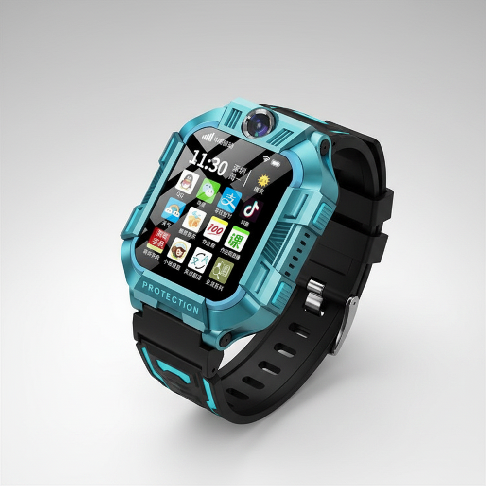 A63 Kids 4G Smart Watch – GPS, Waterproof, Camera, Green & Purple 