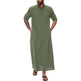 Robe longue pour hommes en coton et lin à col montant, thobe traditionnel musulman EX-STOCK Canada