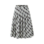 American Retro Low Waist Navel Plaid Pleated Long Skirt Women - EX-STOCK Canada