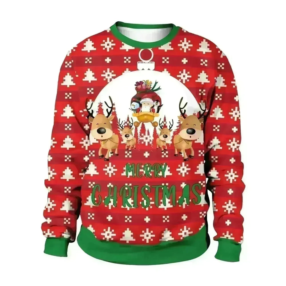 Men And Women Digital Printing Christmas Round Neck Sweater Tops - EX-STOCK CANADA