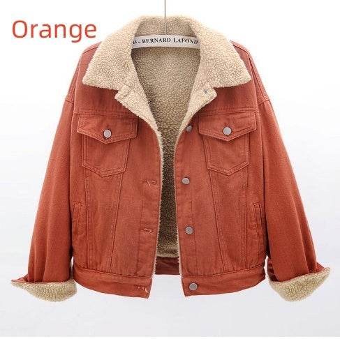 Lamb Wool Thickened Plus Velvet Denim Jacket Women EX-STOCK Canada 