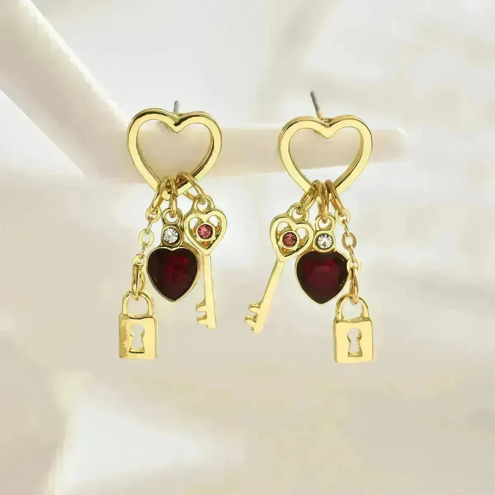 Simple Love Female Diamond Lock-shaped Special-interest Earrings - EX-STOCK CANADA