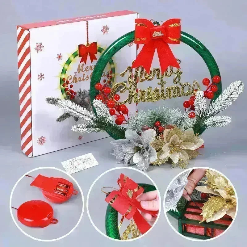 Christmas Luminous LED Light Garland Door Hanging wreaths Decorations - EX-STOCK CANADA